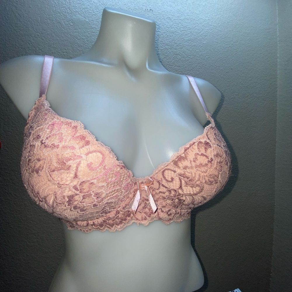 ^Prima Valentina 36B Lace Underwire Bra in Blush pink push up Demi cup